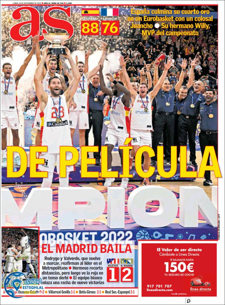 روزنامه ورزشی آ اس دوشنبه 28 شهریور 1401 