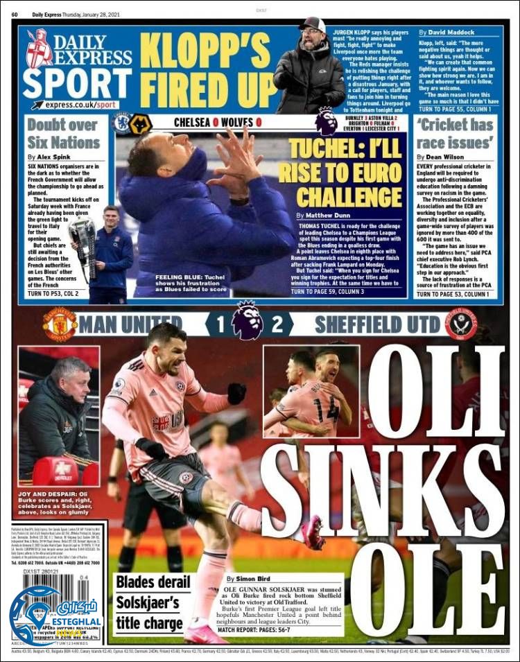 روزنامه ورزشی اکسپرس اسپورت پنجشنبه 9 بهمن 1399