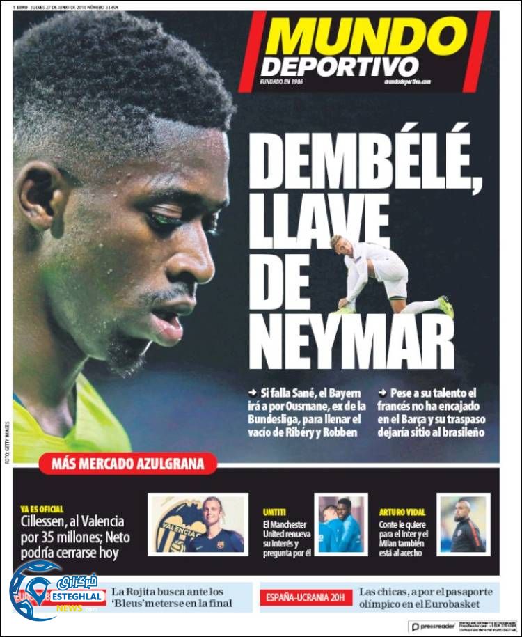 روزنامه ورزشی موندو دپورتیوو پنجشنبه 6 تیر 1398