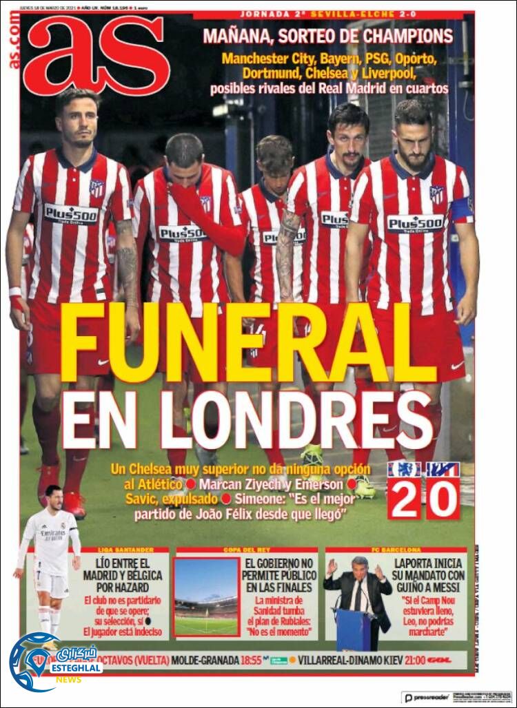 روزنامه ورزشی آاس پنجشنبه 28 اسفند 1399