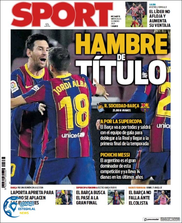 روزنامه ورزشی اسپورت چهارشنبه 24 دی 1399