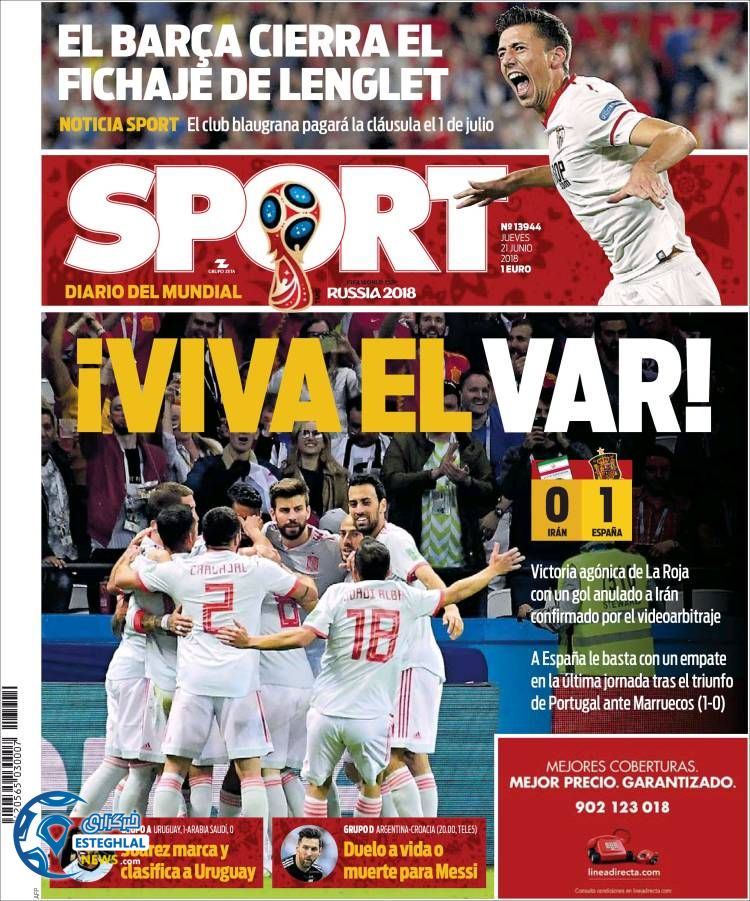 روزنامه ورزشی اسپورت پنجشنبه 31 خرداد 1397