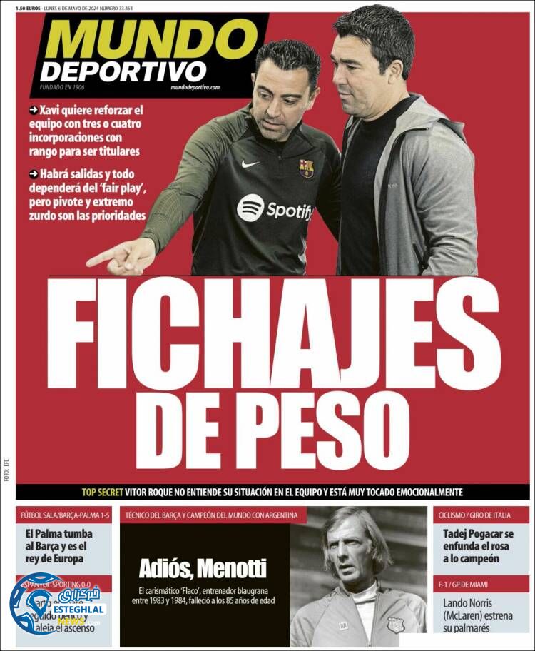 روزنامه  ورزشی موندو دپورتیوو دوشنبه 17 اردیبهشت 1403 