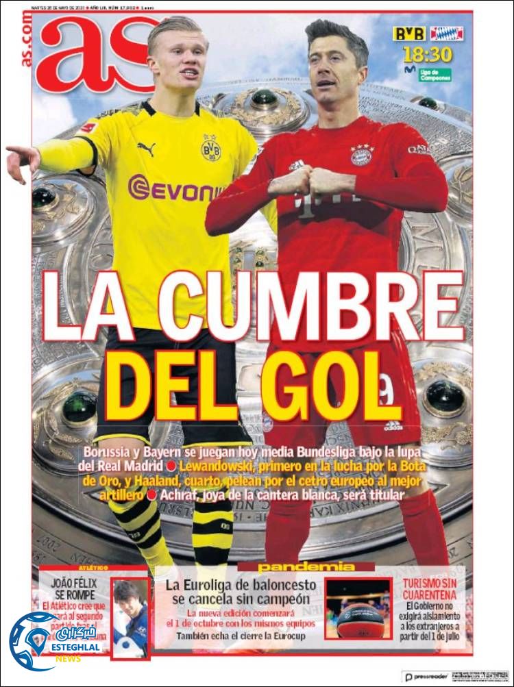 روزنامه ورزشی آاس سه شنبه 6 خرداد 1399