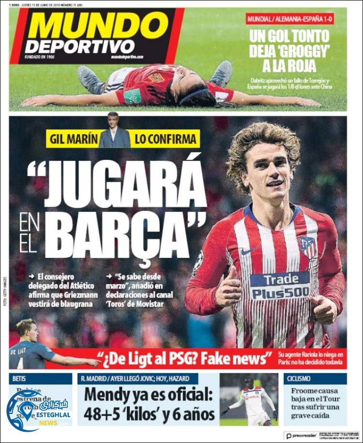 روزنامه ورزشی موندو دپورتیوو پنجشنبه 23 خرداد 1398