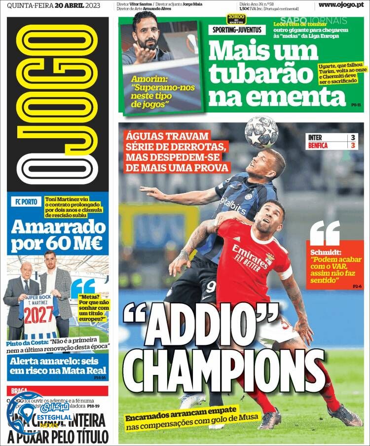 روزنامه ورزشی اوجوگو پنجشنبه 31 فروردین 1402 