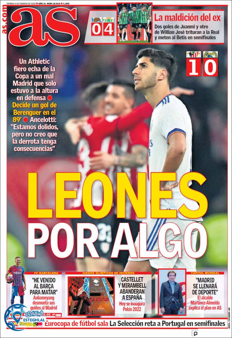 روزنامه ورزشی آ اس جمعه 15 بهمن 1400