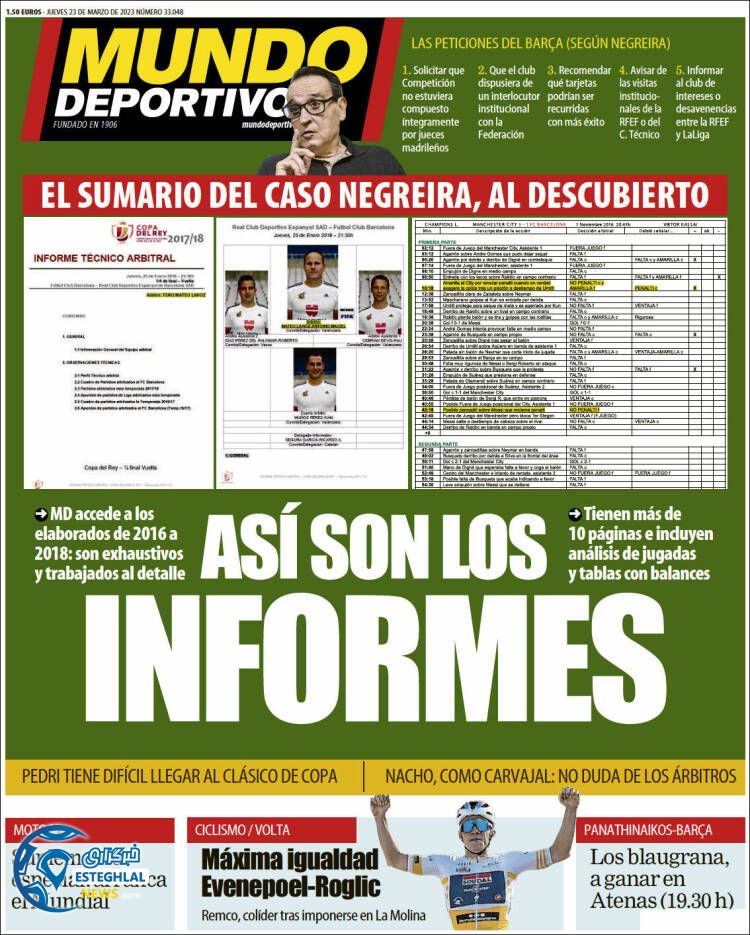 روزنامه ورزشی موندو دپورتیوو پنجشنبه 3 فروردین 1402 