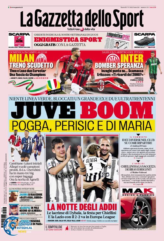 روزنامه ورزشی گاتزتا دلو اسپورت سه شنبه 27 اردیبهشت 1401