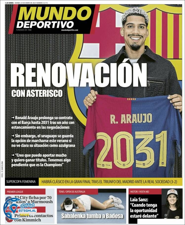 روزنامه  ورزشی مووندو دپورتیووجمعه 5 بهمن 1403 