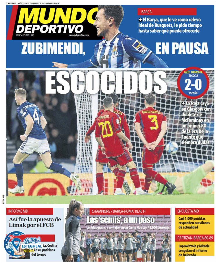 روزنامه ورزشی موندو دپورتیوو چهارشنبه 9 فروردین 1402 