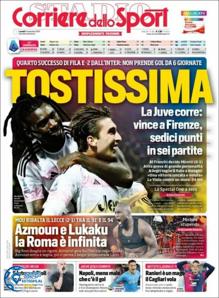 روزنامه ورزشی کوریره دلو اسپورت دوشنبه 15 آبان 1402