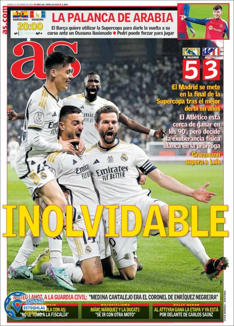 روزنامه ورزشی آ اس پنجشنبه 21 دی 1402 