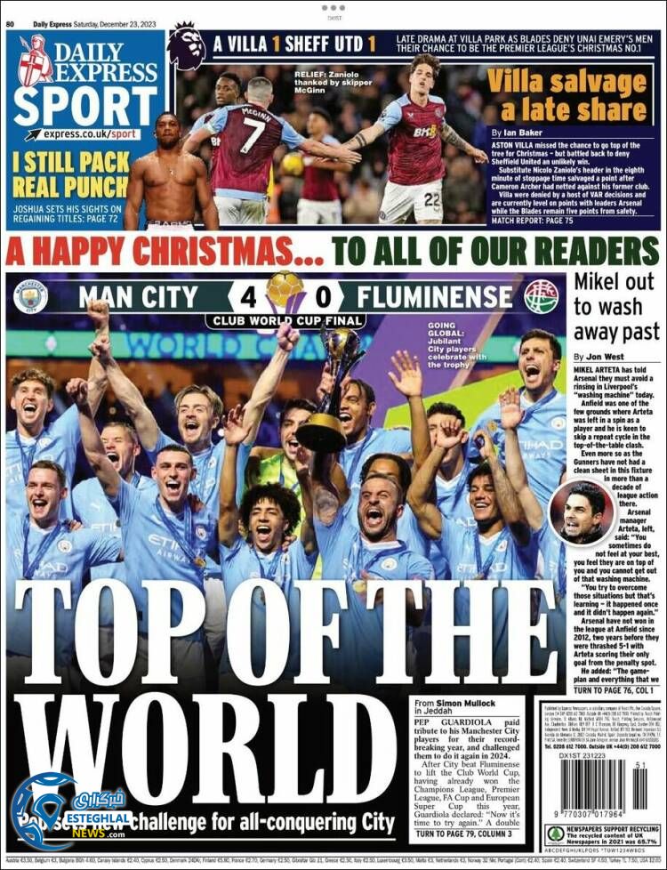 روزنامه ورزشی اکسپرس اسپورت شنبه 2 دی 1402 