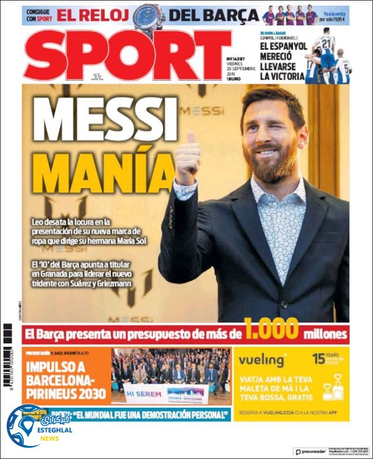 روزنامه ورزشی اسپورت جمعه 29 شهریور 1398