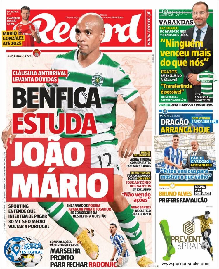 روزنامه ورزشی رکورد جمعه 11 تیر 1400