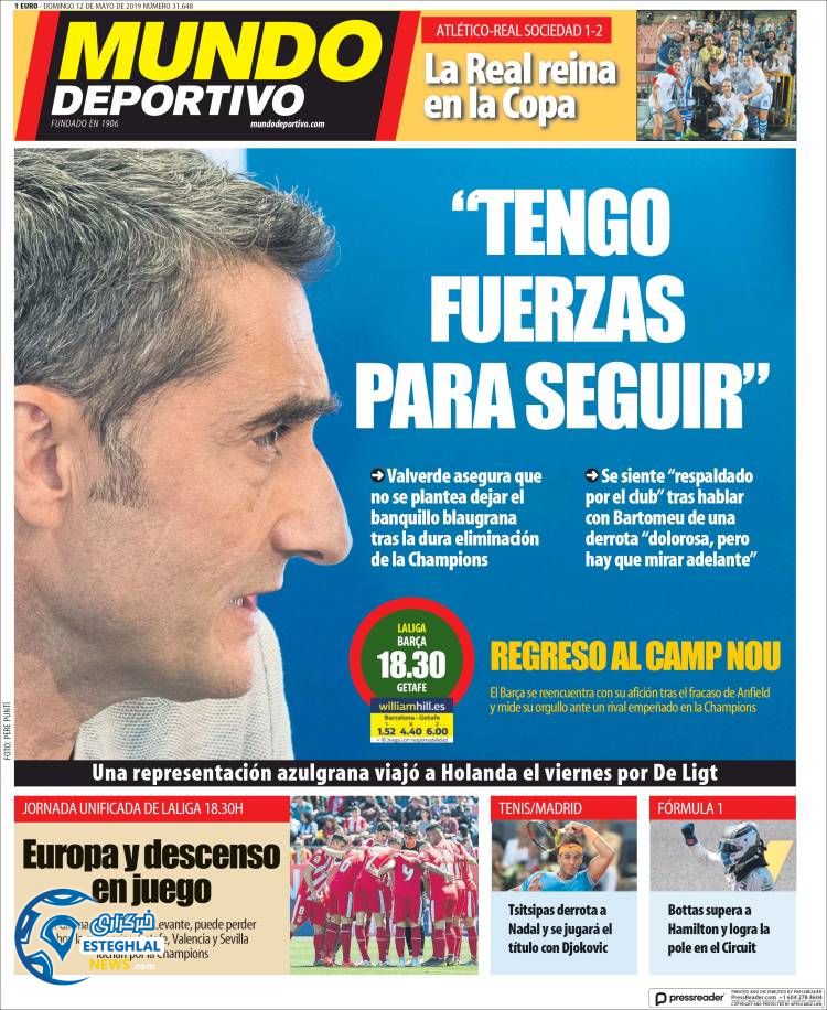 روزنامه ورزشی موندو دپورتیوو یکشنبه 22 اردیبهشت 1398