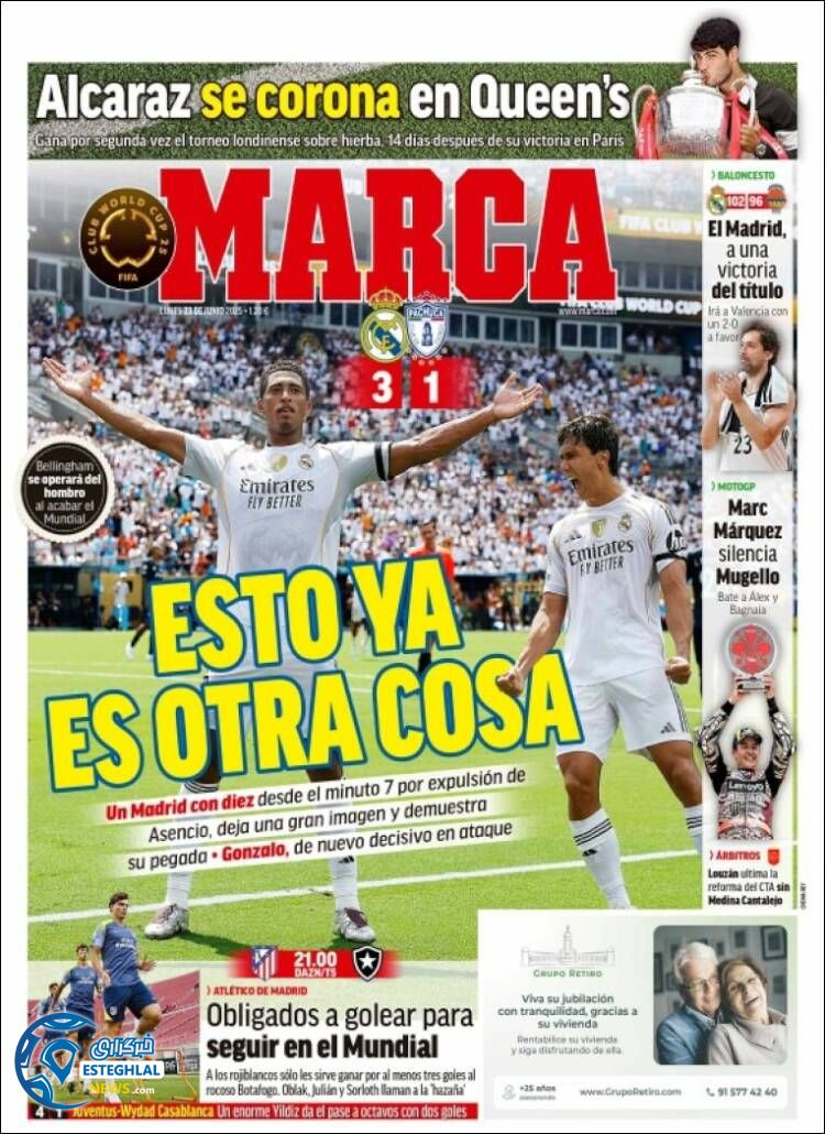 روزنامه ورزشی مارکا دوشنبه 2 تیر 1404  