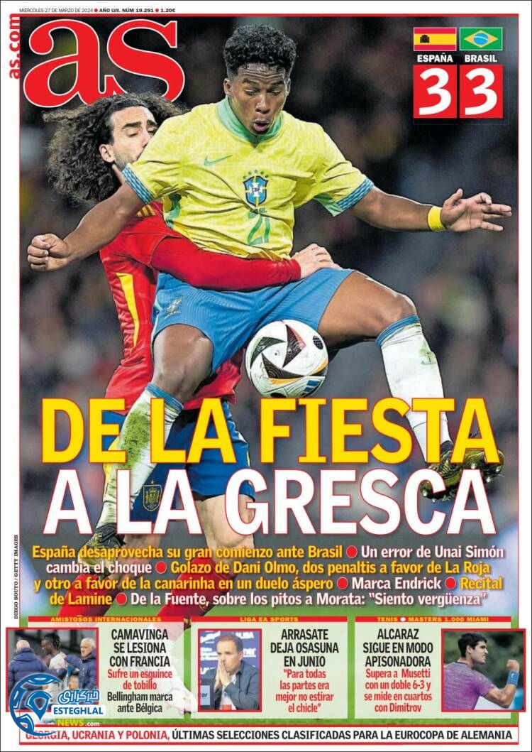 روزنامه ورزشی آ اش چهارشنبه 8 فروردین 1403 