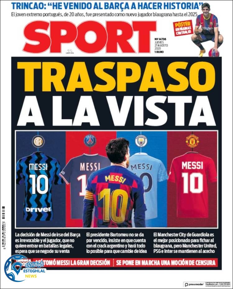 روزنامه ورزشی اسپورت پنجشنبه 6 شهریور 1399