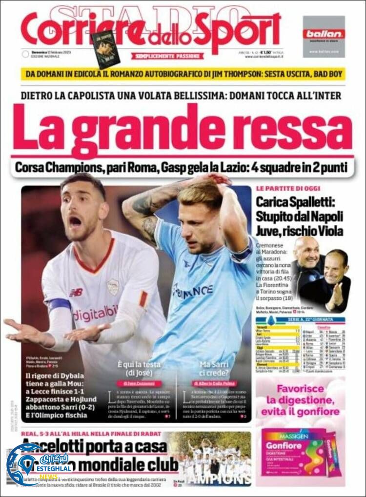 روزنامه ورزشی کوریره دلو اسپورت یکشنبه 23 بهمن 1401 