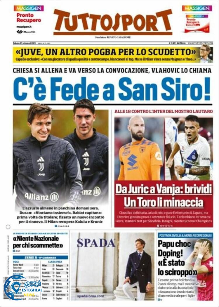 روزنامه ورزشی توتو اسپورت شنبه 29 مهر 1402 