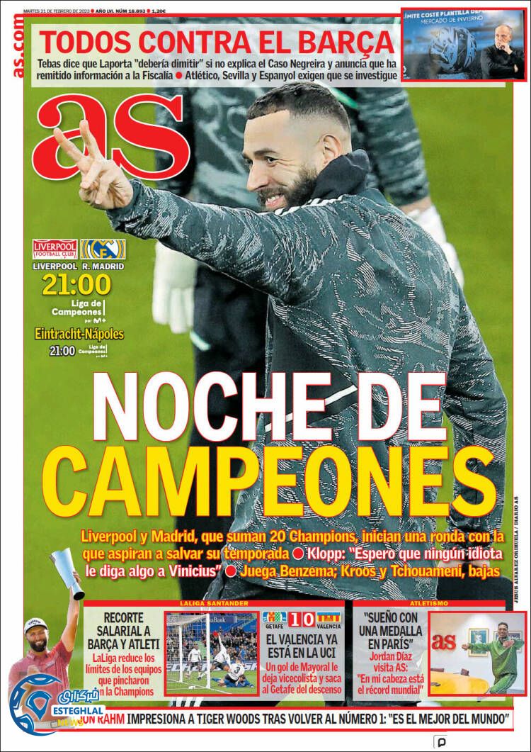 روزنامه ورزشی آ اس سه شنبه 2 اسفند 1401 