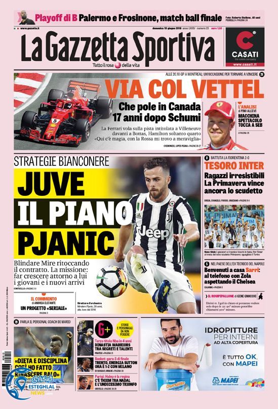 روزنامه ورزشی گاتزتا دلو اسپورت یکشنبه 20 خرداد 1397