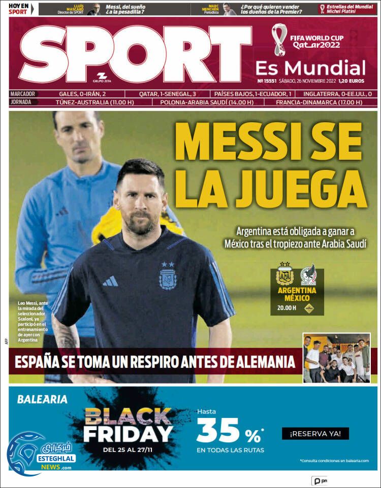 روزنامه ورزشی اسپورت شنبه 5 آذر 1401 