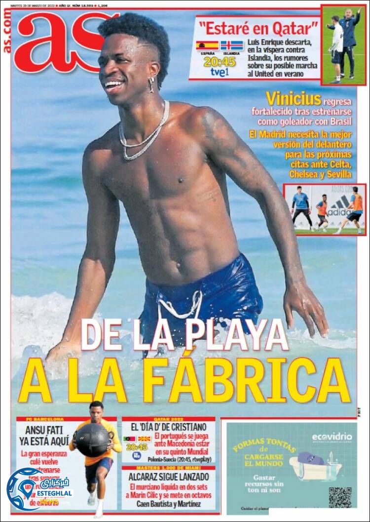 روزنامه ورزشی آ اس سه شنبه 9 فروردین 1401