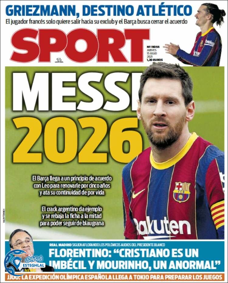 روزنامه ورزشی اسپورت پنجشنبه 24 تیر 1400