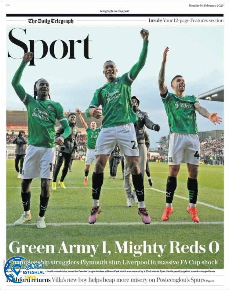 روزنامه ورزشی  تلگراف اسپورت دوشنبه 22 بهمن 1403 