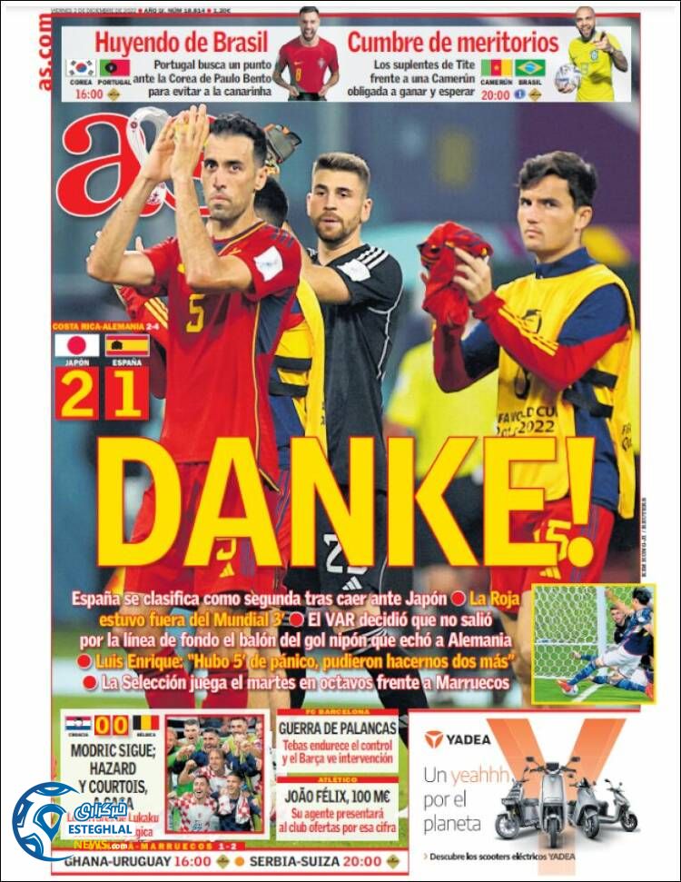 روزنامه ورزشی آ اس جمعه 11 آذر 1401