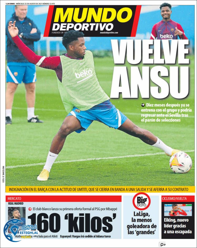 روزنامه ورزشی موندو دپورتیوو چهارشنبه 3 شهریور 1400