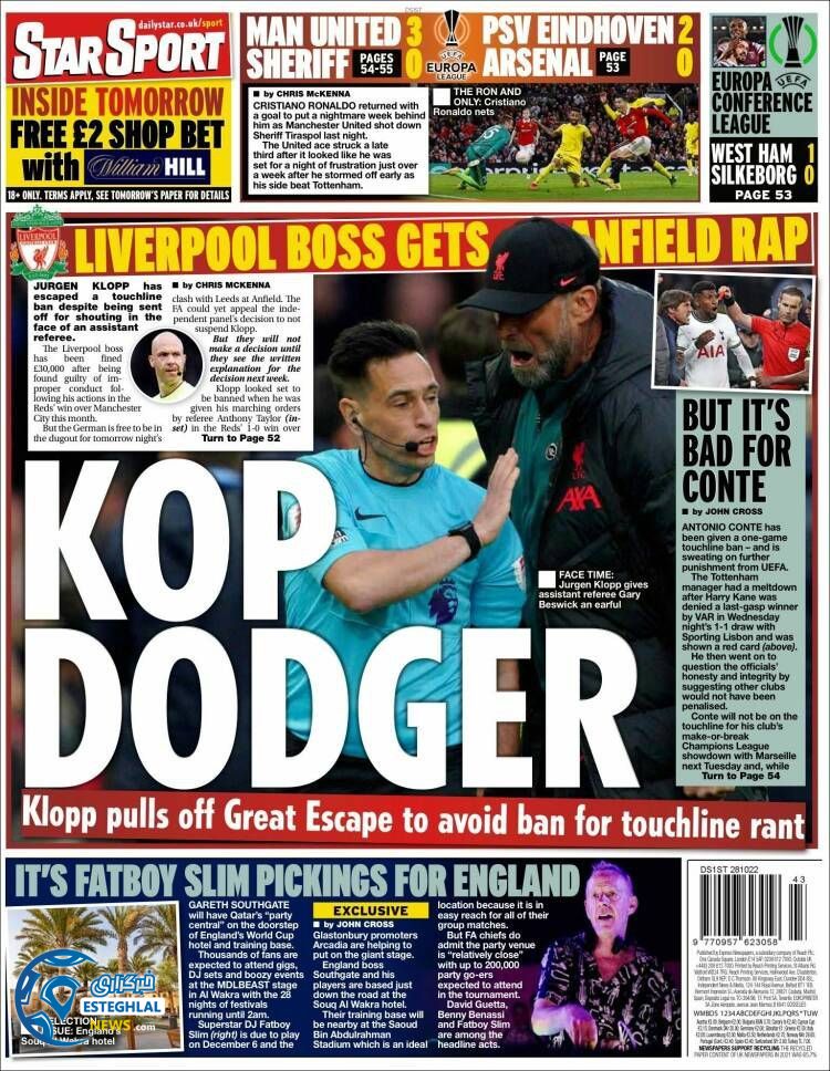 روزنامه ورزشی استار اسپورت جمعه 6 آبان 1401 