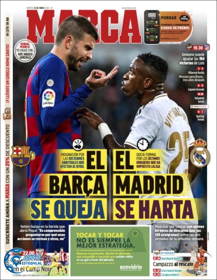 روزنامه ورزشی مارکا سه شنبه 3 تیر 1399