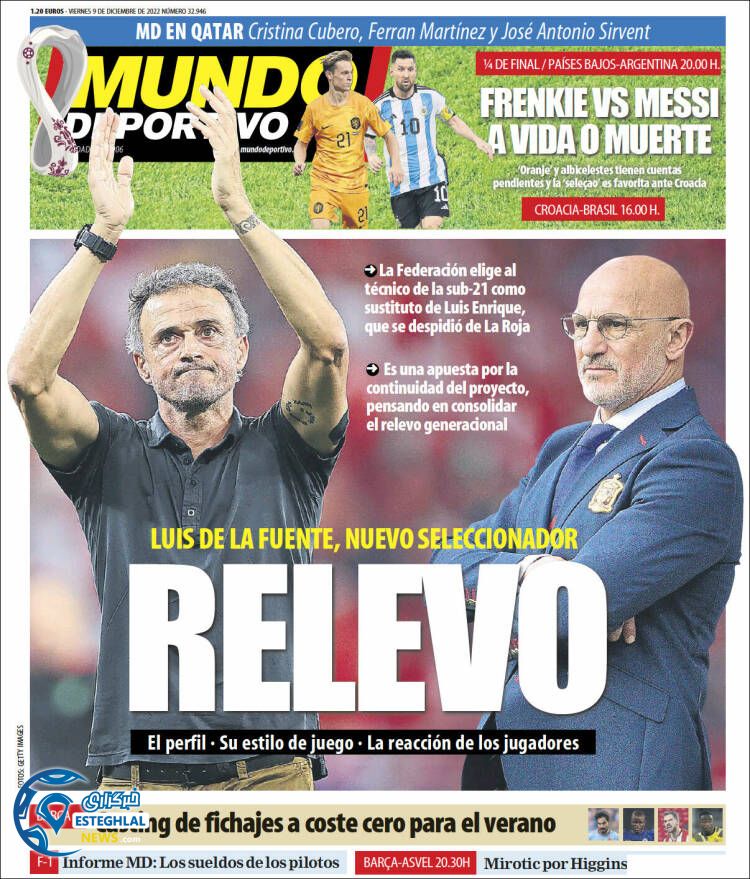 روزنامه ورزشی موندودپورتیوو جمعه 18 آذر 1401