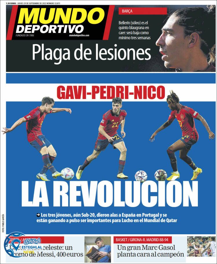 روزنامه ورزشی موندو دپورتیوو پنجشنبه 7 مهر 1401