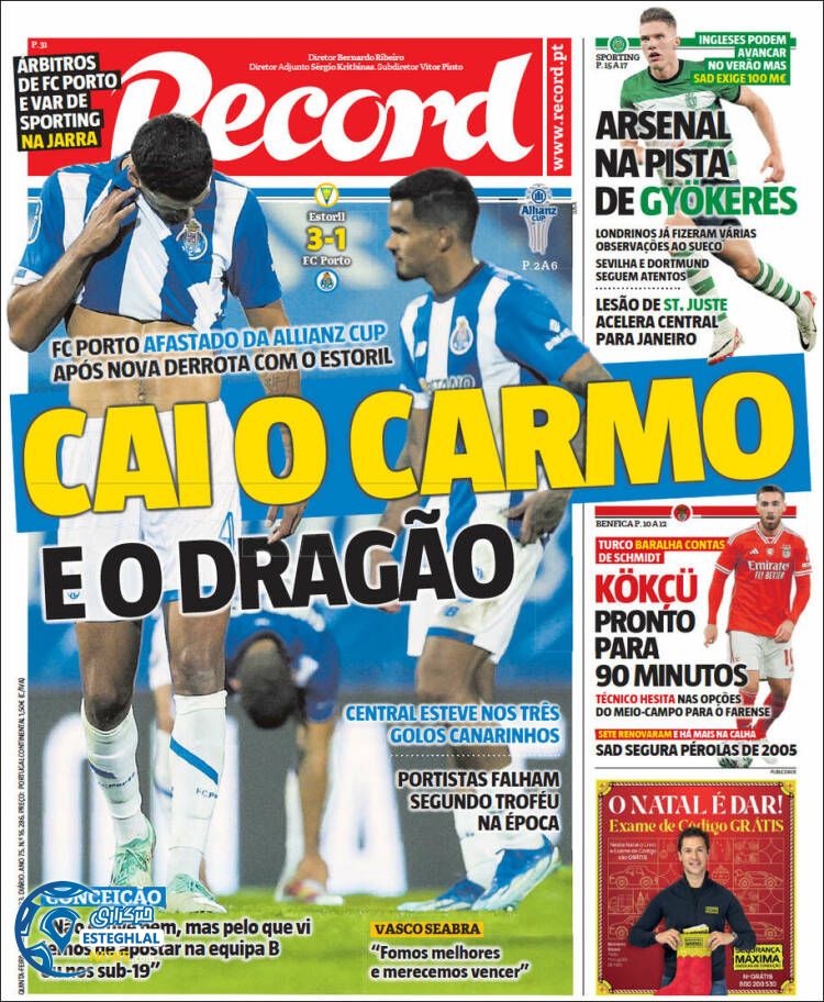 روزنامه ورزشی رکورد پنجشنبه 16 آذر 1402 