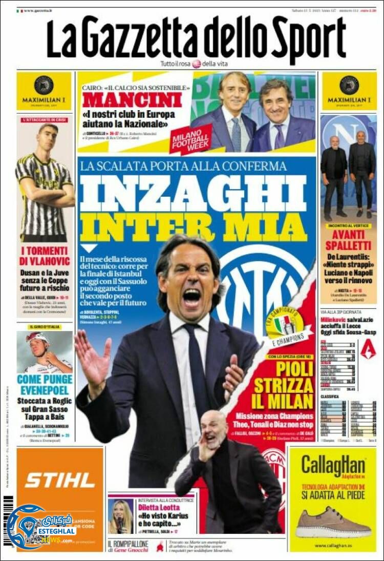 روزنامه ورزشی گاتزتا دلو اسپورت شنبه 23 اردیبهشت 1402 