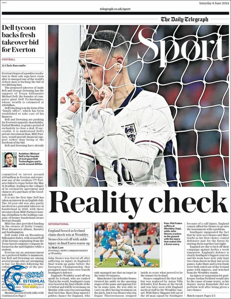 روزنامه  ورزشی تلگراف اسپورت شنبه 19 خرداد 1403 