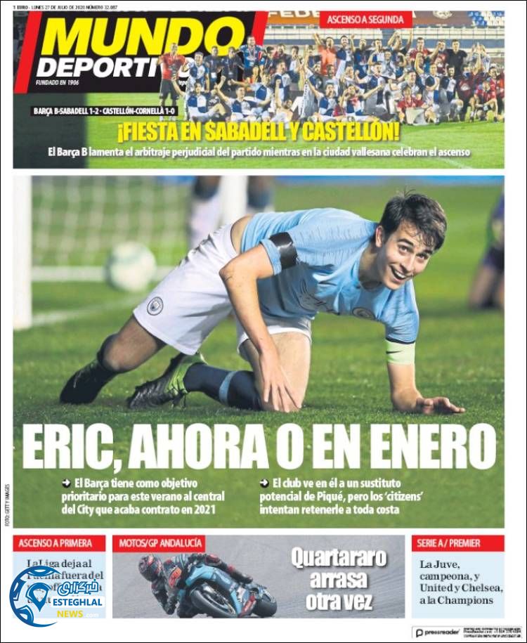 روزنامه ورزشی موندو دپورتیوو دوشنبه 6 مرداد 1399