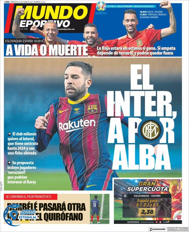 روزنامه ورزشی موندو دپورتیوو چهارشنبه 2 تیر 1400