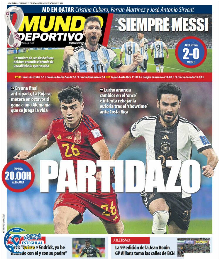 روزنامه ورزشی موندو دپورتیوو یکشنبه 6 آذر 1401 