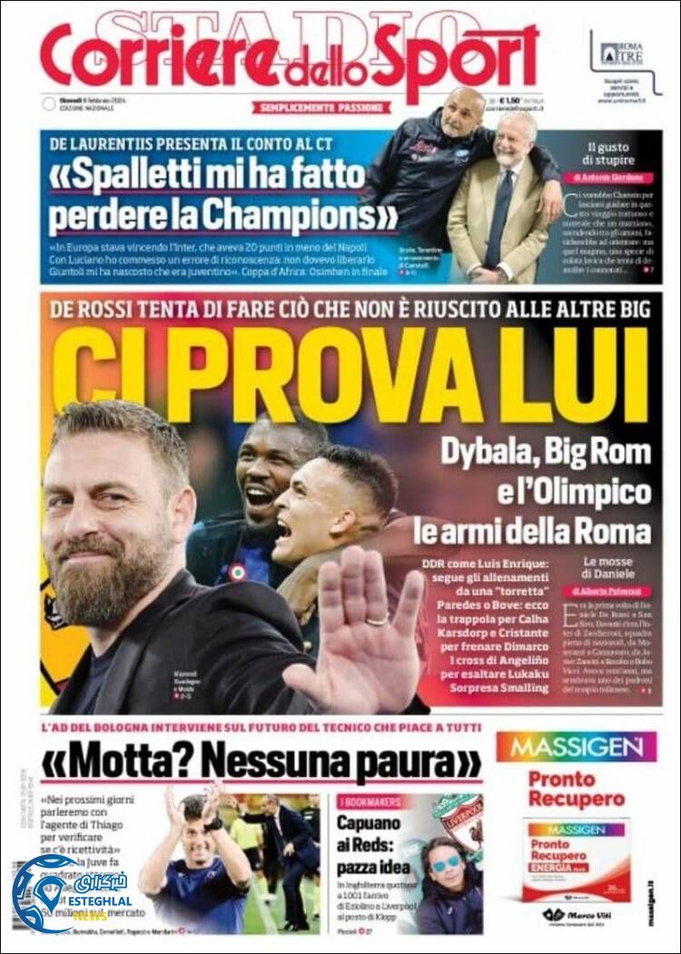 روزنامه ورزشی کوریره دلو اسپورت پنجشنبه 19 بهمن 1402 