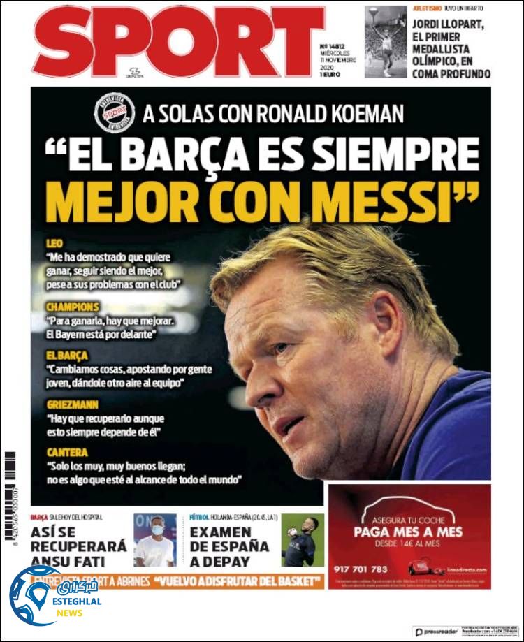 روزنامه ورزشی اسپورت چهارشنبه 21 آبان 1399