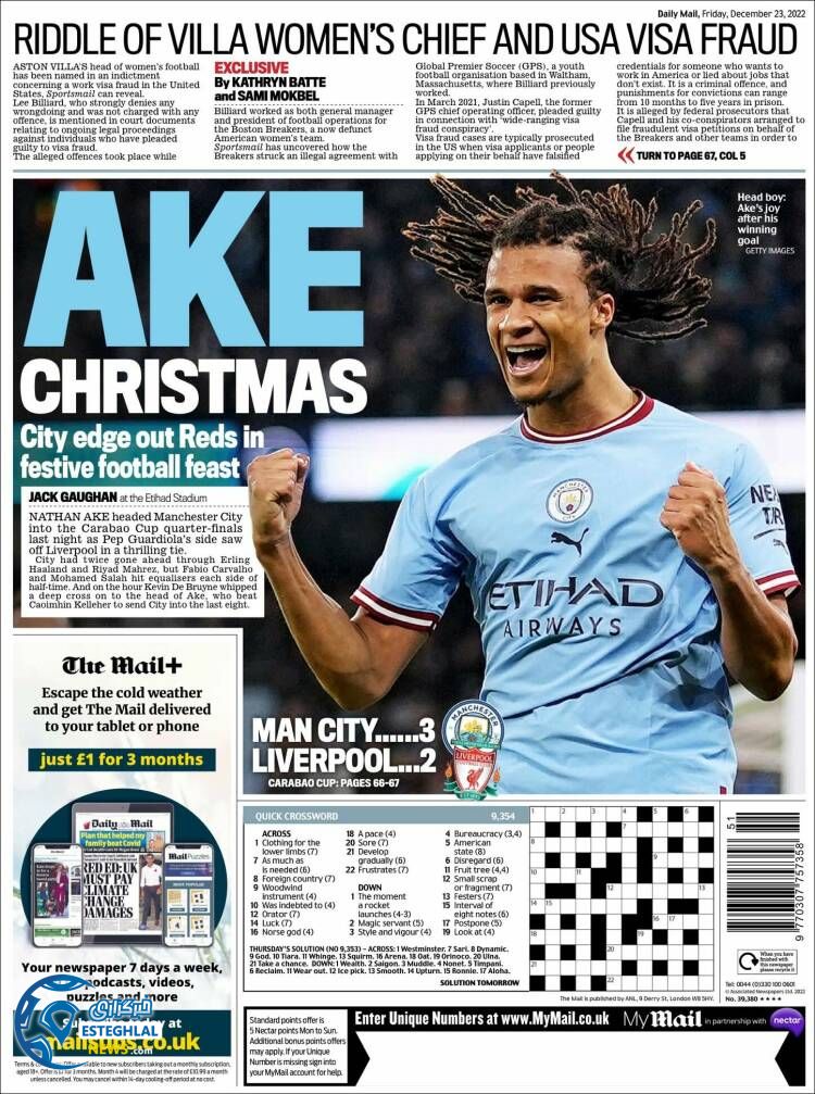 روزنامه ورزشی مایل اسپورت جمعه 2 دی 1401 