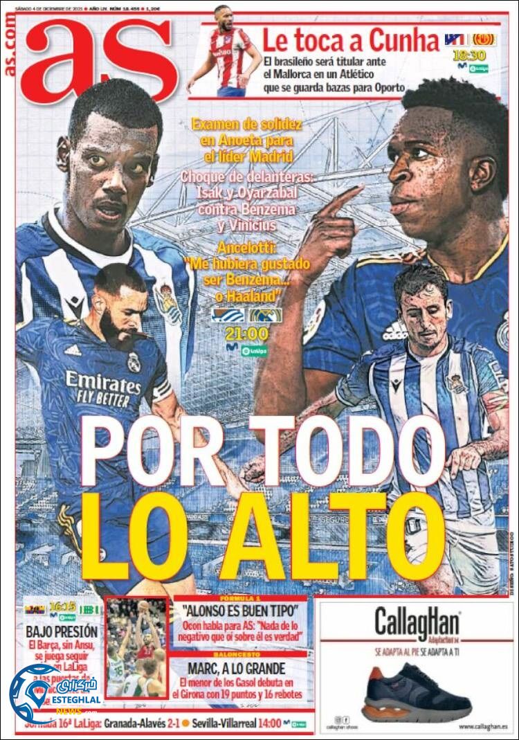 روزنامه ورزشی آ اس شنبه 13 آذر 1400