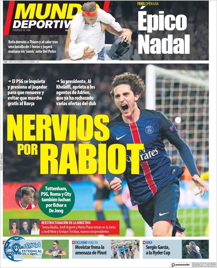 روزنامه ورزشی موندو دپورتیوو پنجشنبه 15 شهریور 1397