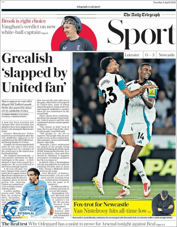 روزنامه ورزشی تلگراف اسپورت سه شنبه 19 فروردین 1404